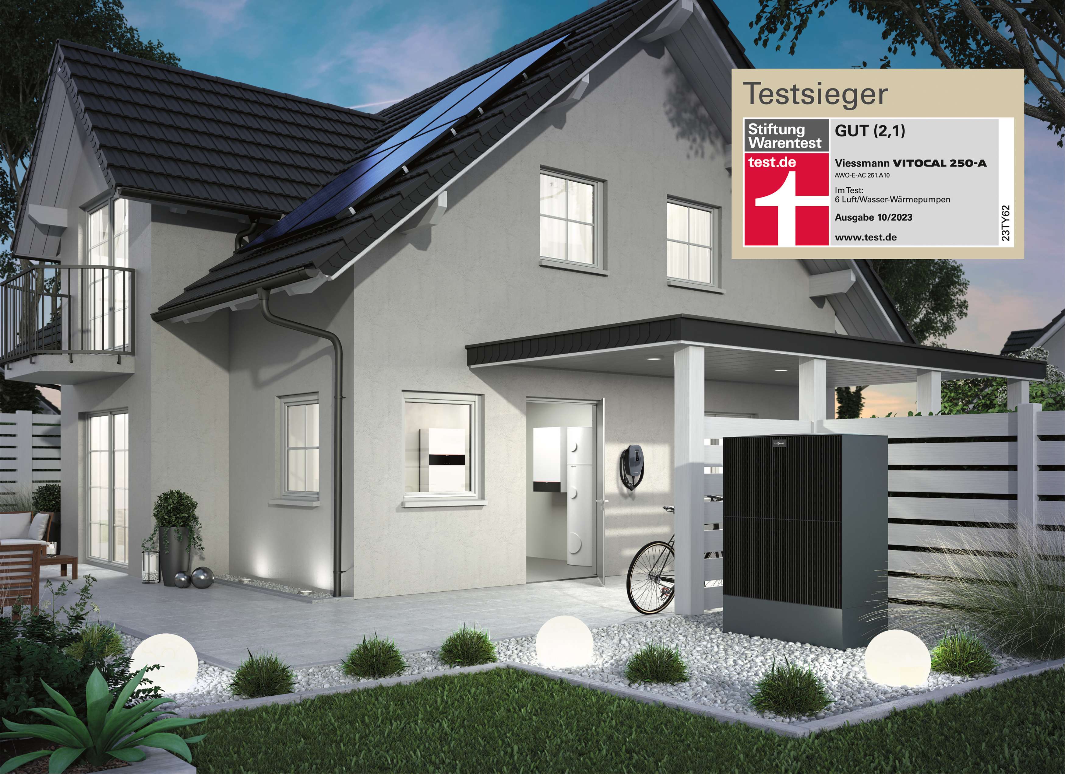 Modernes Haus mit Wärmepumpe - Testsieger Vitocal